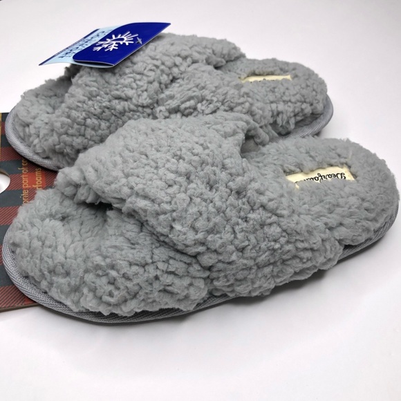 DEARFOAMS Faux Sherpa Memory Foam Slippers Very cushiony Gray /Sleet Size S 5-6 - Picture 3 of 13